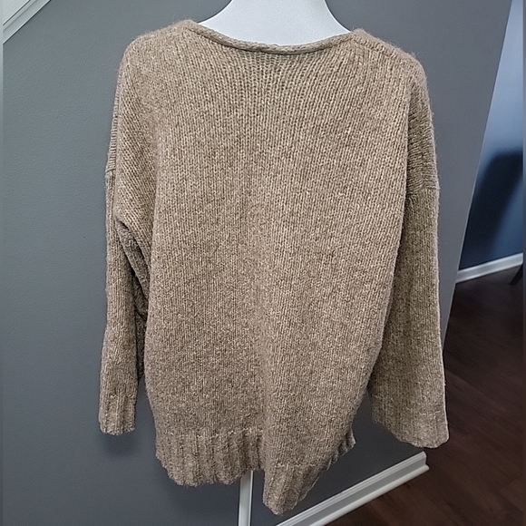 Eileen Fisher Womans Small Alpaca Wool Organic Cotton Sweater Taupe Oversized - Picture 4 of 6